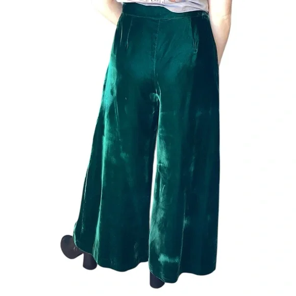 Vintage 1970’s Green Velvet Wide Leg Pants Christmas Alex Coleman California - Picture 3 of 14